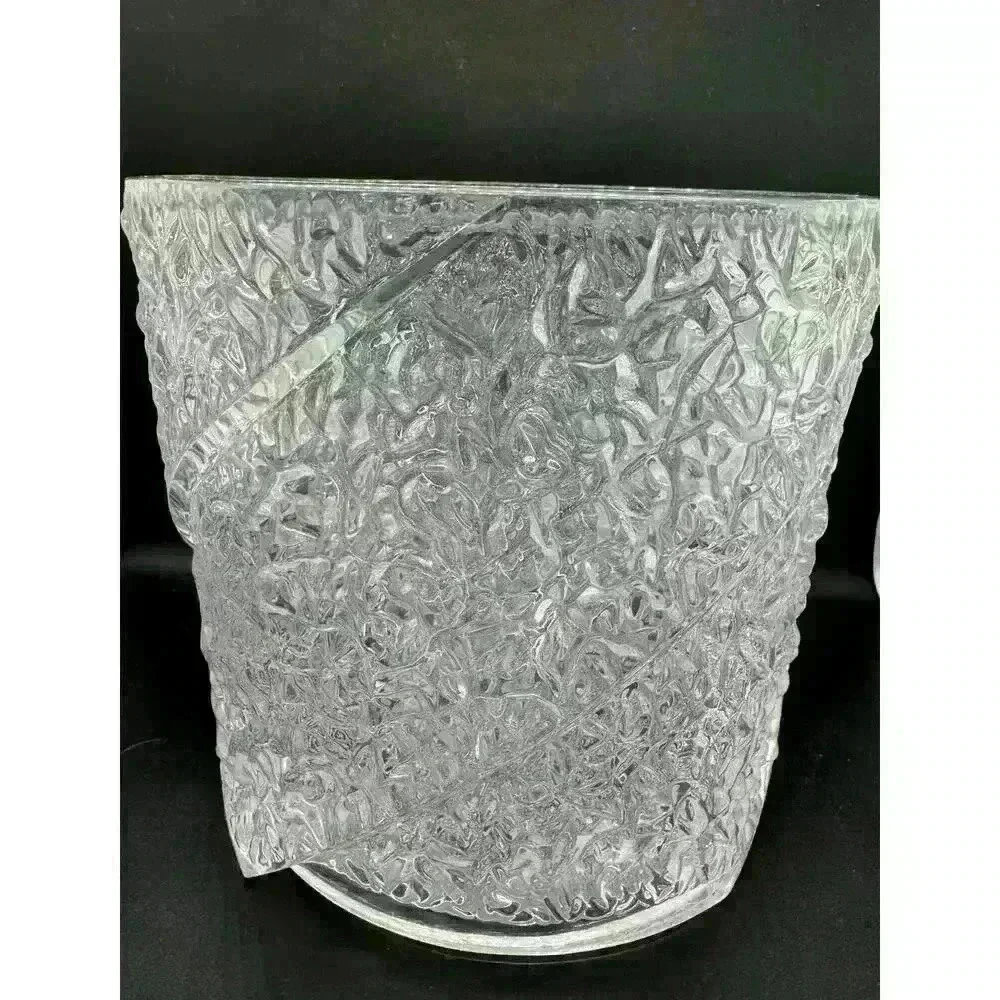 Vintage Mid-Century Modern Lucite Iceberg Textured Ice Bucket Stunning Clear